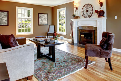 clean and organized living room area